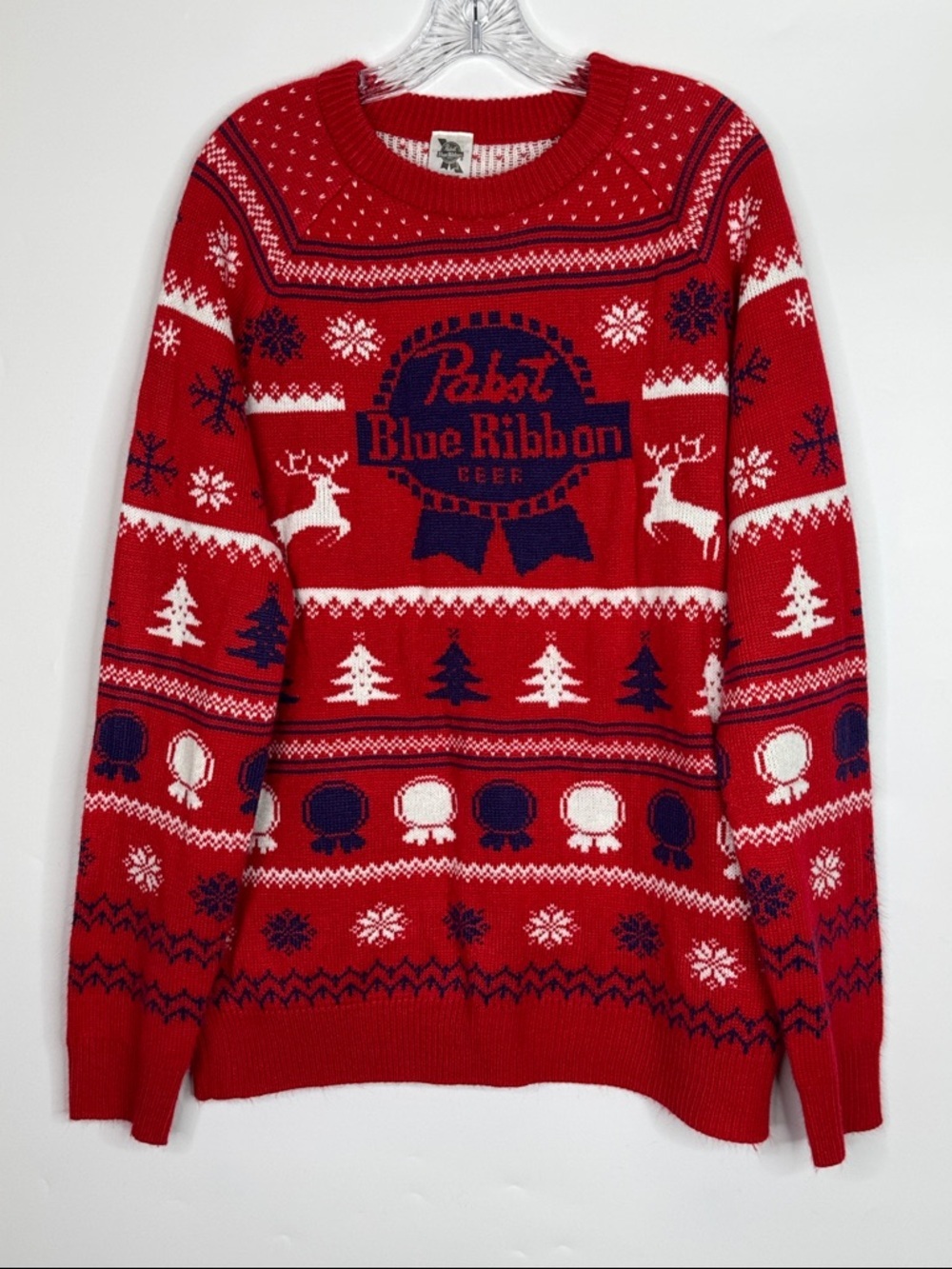 Pabst Blue Ribbon Ugly Christmas Sweater Size XL
